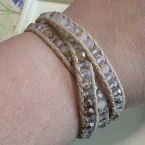 liv Thai Crystal Beaded Wrap Bracelet silver, cream, blues, and more